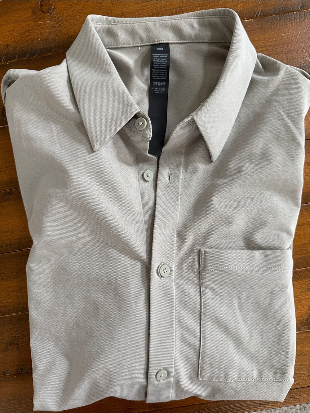 lululemon athletica Men's Button-Down Shirt in Light Beige - Picture 3 of 3